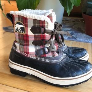 Sorel Red Plaid Winter Boots